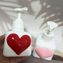 White Heart-Shaped Squeeze Empty Bottle Red Pink Heart Style, Suitable For Hand Soap/Body Wash/Shampoo/Lotion/Makeup Remover/Cosmetics, Portable Squeeze Bottle, Suitable For Hotel And Daily Use, Holiday Essential, Home And Travel Essential - Multicolor - View 3