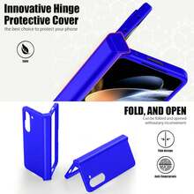 keshengtai 1件裝糖果色轉軸全包覆手機殼，適用於 Galaxy Z Fold 8 Ultra 7 6 5 4 3 5G - 寶藍色 - 查看 8