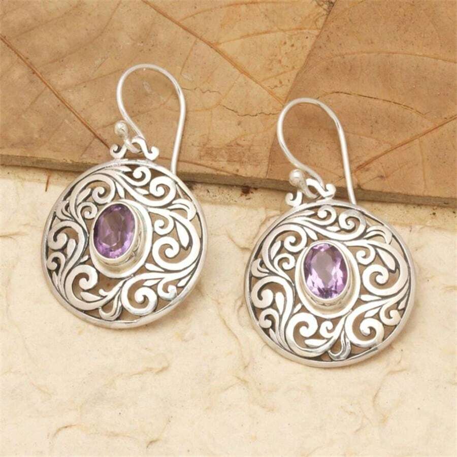 Pendientes colgantes de moda vintage para mujer, joyería exquisita para el uso diario - Plateado - Ver 1