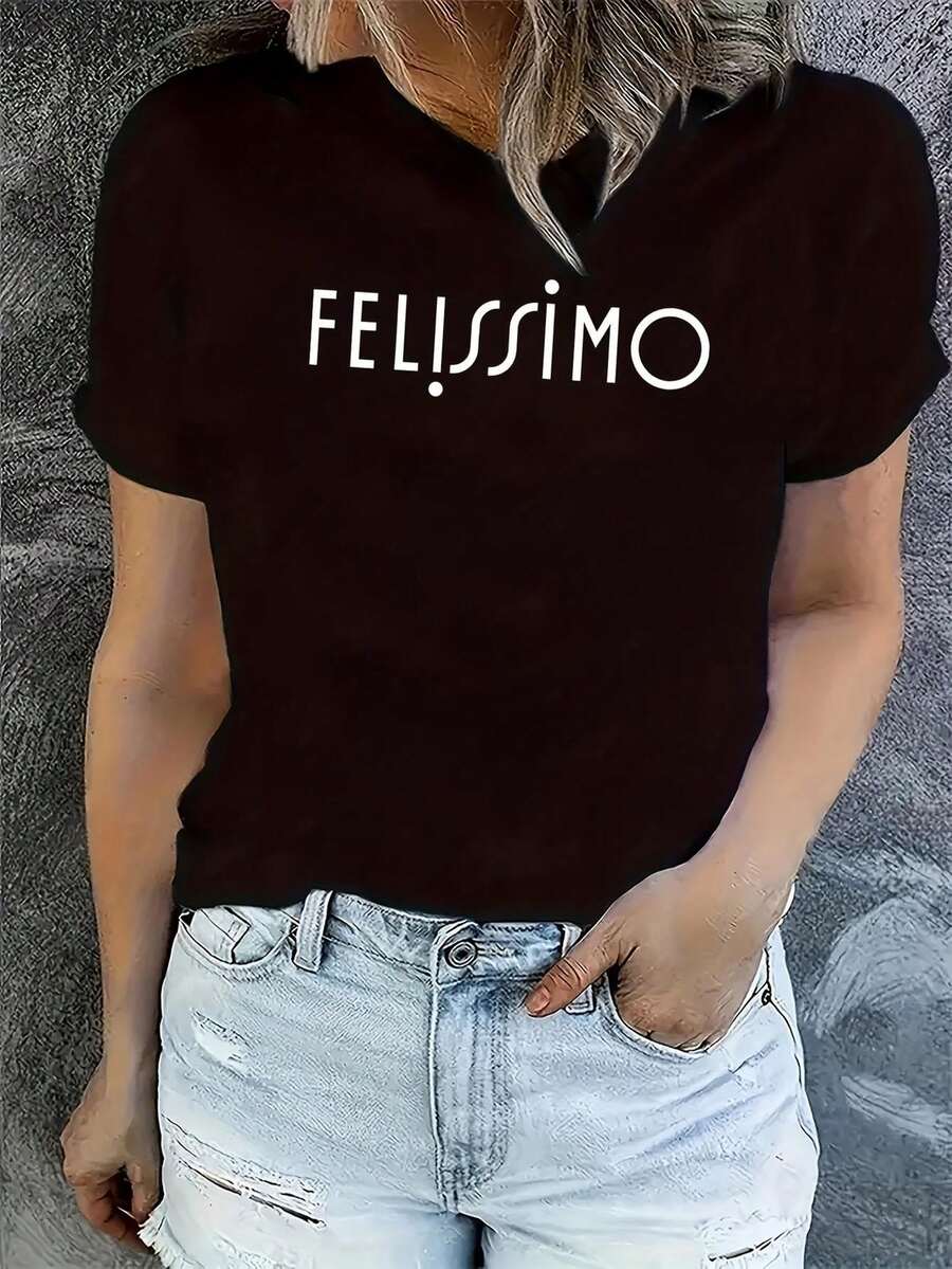 Women's Pink Logo T-Shirt | Soft And Breathable, Made Of Elastane, Short Sleeves, Round Neck, Iconic White Letter Print, Casual Top For All Seasons, Ideal For - 黑色 - 查看 1