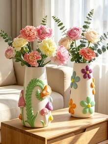 Pastel Flower Resin Vase, Colorful Floral Bud Vase, Cute Decorative Flower Vase For Pampas Grass, Dried Flowers & Small Plants, Aesthetic Home Decor, Boho Room Decor, Shelf Decor, Table Centerpiece, Living Room, Bedroom, Housewarming Gift - 1PC - View 2