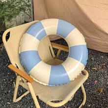 Vintage Pastoral Pink Plaid Round Reinforced Air Valve Leak-Proof Swim Ring, Suitable For Beach, Pool Party, Summer Vacation And Spring/Summer Water Activities - Multicolor - View 2