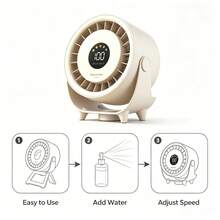 Portable Desktop Mist Fan, 100-speed adjustable cooling fan, quiet wall-mounted air circulator, suitable for indoor and outdoor use - Schwarz - Übersicht 7
