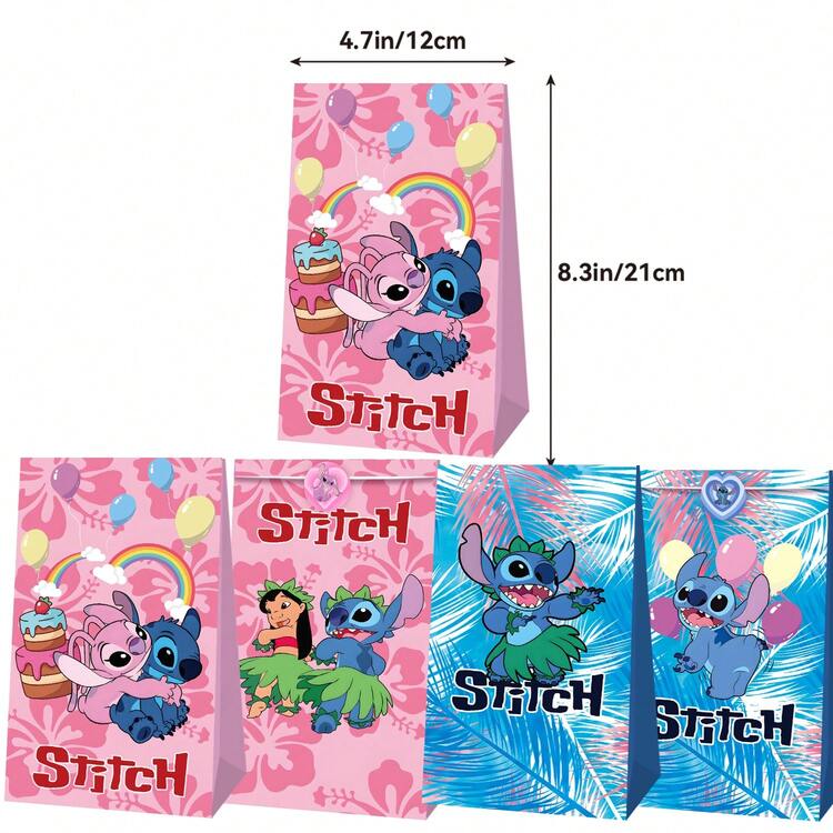 Disney 24件組史迪奇禮品袋套組，卡通主題派對用品套組，禮品包裝配件，派對禮品袋，適合生日禮物 - 彩色 - 查看 5