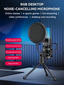 Yanmai USB RGB Condenser Noise-Canceling Wired Gaming Microphone, Suitable For Podcast, Recording Studio, Live Streaming, Laptop, Desktop Computer - View 1