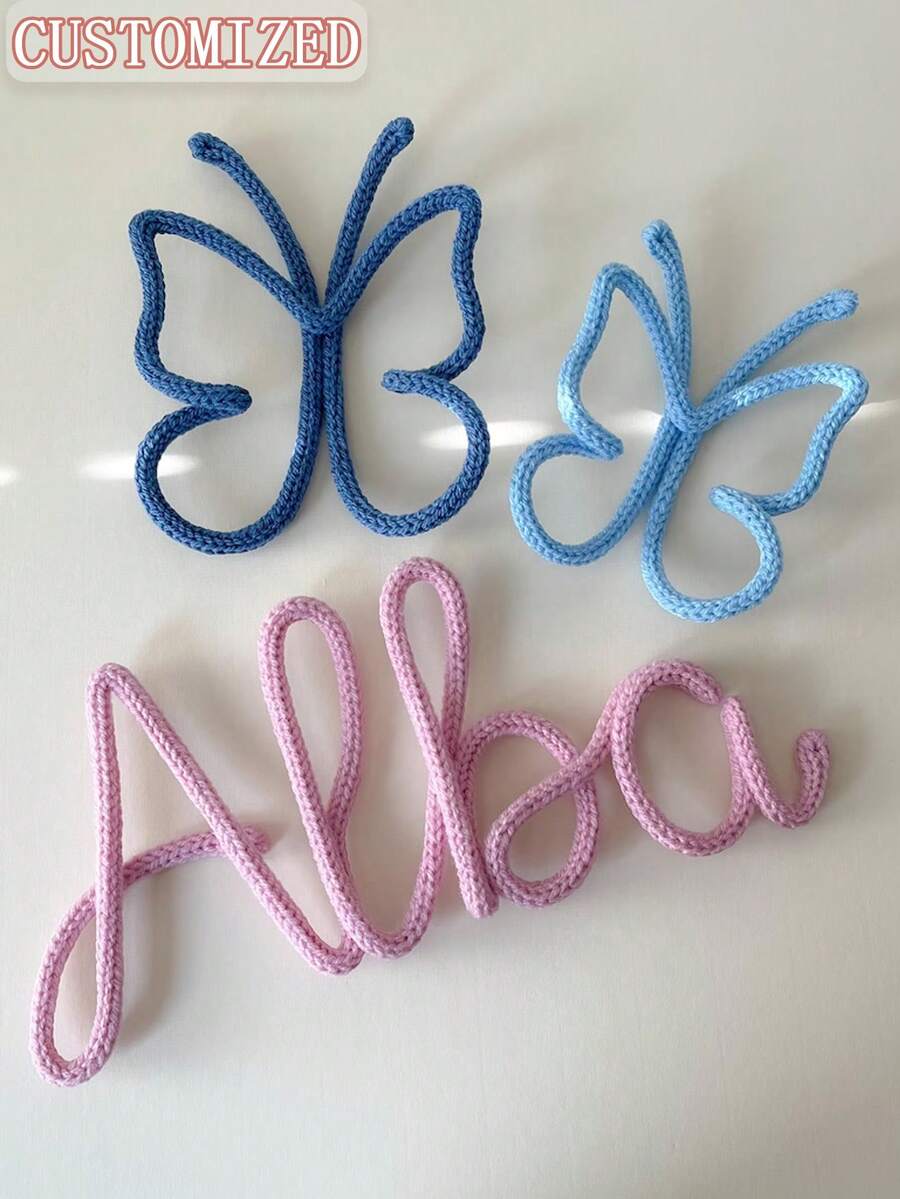 Personalized Crochet Name Hanging Sign, Customized Knitted Name Wall Decor, Bohemian Style Boy Girl Name Decoration