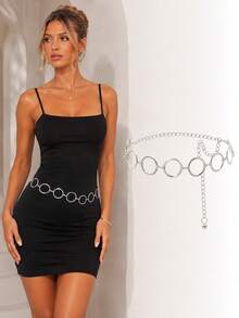Cadena de Cintura Estilo Bohemio, Collar de Cadena Corporal Brillante para Mujer - Moneda de plata - Ver 5