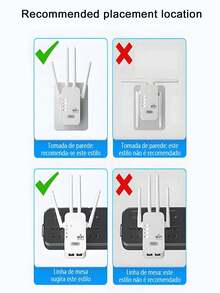 1200Mbps WiFi 4 Signal Booster And Mesh Extender - Dual Band 2.4GHz/5GHz, 4 Antennas High-Speed Wi-Fi System, One-Click Easy Setup, Whole Home Coverage, Compatible With Smart TV, Game Console, Smartphone, Tablet And Smart Home Devices. (Wi-Fi Extender, Network Booster, Network Extender) - Multicolor - View 8