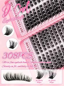 308片 D捲度簇裝假睫毛 10-16mm 柔軟豐盈 打造3D眼妝 居家DIY易貼適日常、旅行與新娘妝 漫畫睫毛 貓眼睫毛 睫毛美妝用品 - D - 查看 4
