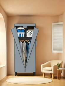 Portable Fabric Wardrobe, Metal Frame Dustproof V-Zipper Closet With Side Pockets, Large Space-Saving Garment Storage Cabinet For Renters, Family, Apartments, Dorms & Bedroom,Hanging Shirts Pants Dresses - View 2