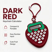 Cartoon Strawberry Pendant Mini Calculator, 5-Color Soft Cute Fruit Shape, Rounded Edgeless Body, Matching Color Hanging Ring, Compact And Portable, Clear Digital Small Screen, Girls' Backpack Charm, Desktop Ornament, Cute And Practical Portable Calculator Accessory - Single Piece - View 17