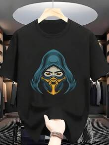 Men's Plus Size T-Shirt 100% Customized With Long Hair Lady Print, Round Neck, Short Sleeve, Comfortable And Casual For Summer. - Hitam - View 1