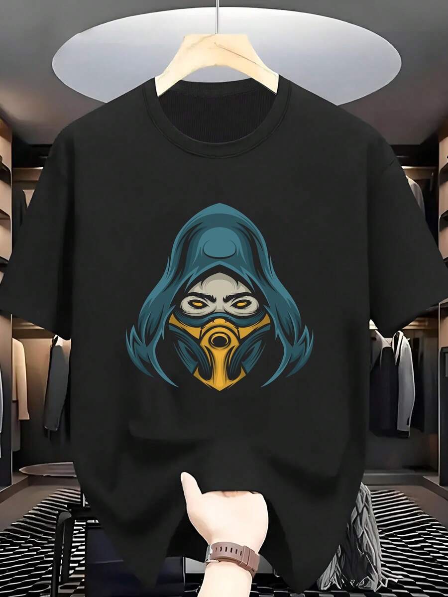 Men's Plus Size T-Shirt 100% Customized With Long Hair Lady Print, Round Neck, Short Sleeve, Comfortable And Casual For Summer. - Hitam - View 1