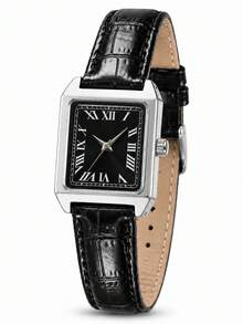 1pc Women's Luxury Fashion Square Dial Black PU Leather Quartz Watch, Minimalist Casual Dress Wristwatch, Elegant Quartz Dress Watch For Daily Wear, Ideal Gift For Girlfriend, Wife And Mother, Fashion Minimalist Women's Quartz Watch, Sleek Square Design Women's Wristwatch, Perfect Gift For Loved Ones And Family - Black - View 7