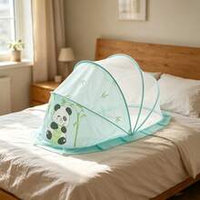 Foldable Baby Mosquito Net Adorable Cartoon Pattern Portable Mosquito Shield For Travel Home Daily Use - Light Green - View 5