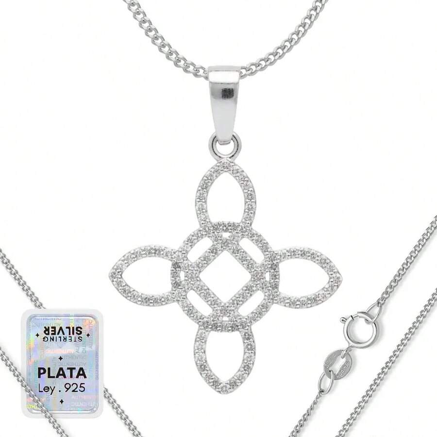 925 Sterling Silver Chain With Witch's Knot Pendant For Women - 鋪平 - 查看 1