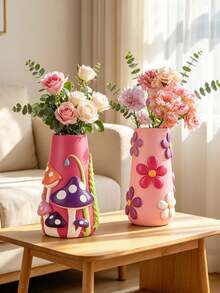 Pastel Flower Resin Vase, Colorful Floral Bud Vase, Cute Decorative Flower Vase For Pampas Grass, Dried Flowers & Small Plants, Aesthetic Home Decor, Boho Room Decor, Shelf Decor, Table Centerpiece, Living Room, Bedroom, Housewarming Gift - 1PC - View 6