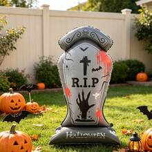 1pc Halloween Tombstone Foil Balloon, Scary RIP Tombstone Aluminum Polyester Film Balloon, Halloween Party Decoration, Indoor/Outdoor Yard Wall Table Decor Scary Cemetery Tomb Balloon, Horror Theme Birthday Photo Backdrop Prop - View 2
