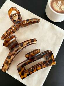 Set 2 Jepit Rambut Besar untuk Wanita. Ukuran: 13cm/5.12in. Bahan Plastik ABS. Aksesori Rambut Minimalis yang Modis. - MultiWarna - View 5