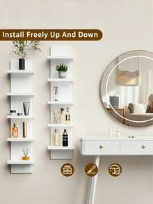 1 Peça Prateleira de Parede com 5 Níveis, Prateleira Flutuante Decorativa de Arrumação/Montagem na Parede, Prateleira Flutuante Vertical Estilo Boémio, Decoração para Casa, Decoração de Quarto, Decoração de Quarto, Decoração de Natal, Decoração de Festa, Para Quartos, Salas de Estar, Casas de Banho, Cozinhas, Escritórios, Dormitórios - Multicolorido - Ver 9