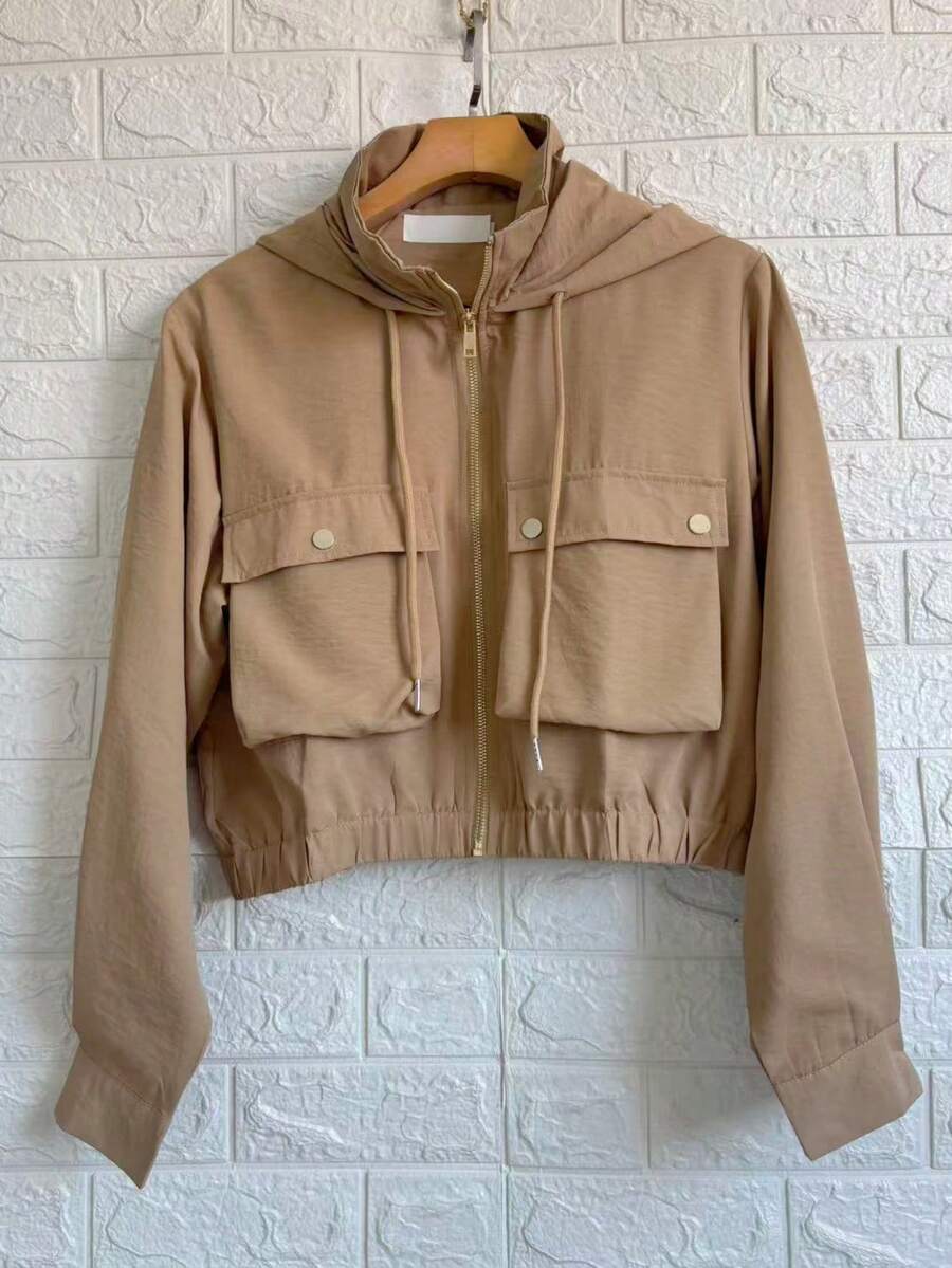 Women's Windbreaker Bomber Jacket - Khaki 1003 - View 1