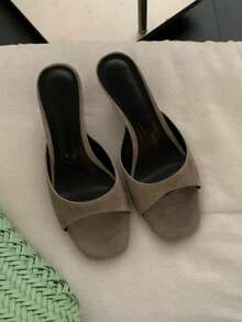 2026 Spring/Summer New Women's Mule Sandals With Mid-Thin Low Heel - Grey - View 4