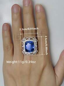 1pc Elegant Cubic Zirconia Ring, Suitable For Women, Suitable For Wedding, Engagement, Anniversary Party, Valentine's Day Gift - 1# - View 10