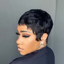 Brazilian Remy Hair Machine Made Pixie Cut Wigs For Women Short Straight Human Hair Wig 4inch 150% Density Layered Hair Wigs For Daily Use Natural Color 1B And 4# - Multicolor - View 3