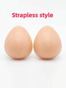 WANTES Invisible Silicone Breast Pads, Non-Adhesive, Teardrop-Shaped Inner Pads, Optional Strapless Or Strapped Style, Light Support, Comfortable All Day - Beige - View 6