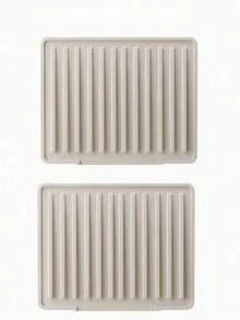 2/1 buah Alas Pengering Piring Dapur, Baki Pengering Anti Selip Kapasitas Besar dengan Desain Saluran Pembuangan, Baki Air Meja Tebal, Cocok untuk Piring, Gelas, dan Persiapan Makanan, Organizer Penyimpanan Wastafel Gaya Krem, Aksesori Dapur - View 13