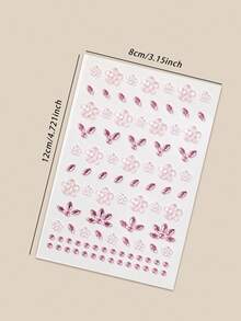 Pink Flower 3D Glitter Face Gems Y2K Self-Adhesive Rhinestones, DIY Concert Disco Party Shiny Face Decoration - Pink - View 7