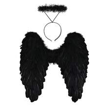 Set de 2 piezas de diadema de ángel y alas de ángel, alas de plumas, adecuado para fotomatón, centro de atención de la fiesta y creación de ambiente - Multicolor - Ver 7