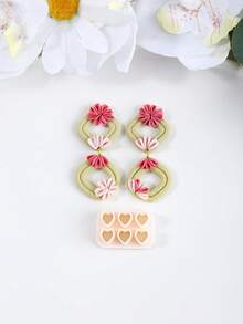 Kleine Blumen- und Herzform Ton-Schneideformen, sauber schneidende, antihaftende, langanhaltend Ton-Schneideformen für Schmuckherstellung, DIY handgemachte Ohrringe Schmuckherstellungs-Set - Blumenherz - Übersicht 15