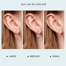 Bamoer S925 Sterling Silver Teardrop Oval Earrings, Minimalist European Style Women's Jewelry - Silver - View 3
