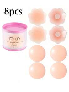 2/4/8/12pcs/Pack, With Premium Storage Box, Round Pink Invisible Nipple Covers, Comfortable And Discreet, Suitable For Bikini, Beachwear, Cocktail Party Dress, Evening Wear, Outdoor Summer Wear. - Multicolor - View 13