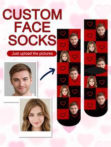 1 Pair Of Custom Socks, Custom Face Socks,Custom Photo Socks, Funny Socks, Put Any Face On The Socks, Best Gift For Girlfriend/Boyfriend - Multicolor - View 6