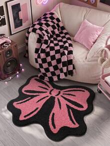 1pc Bathroom Floor Mat Carpet, Flocked Soft Comfortable Foot Feel, Bow Pattern, TPR Backing Non-Slip, Suitable For Kitchen, Outdoor, Indoor, Hallway, Bedroom, Living Room, Bedside, Easy To Clean Machine Washable Carpet, Bedroom Bathroom Decor - Multicolor - View 2