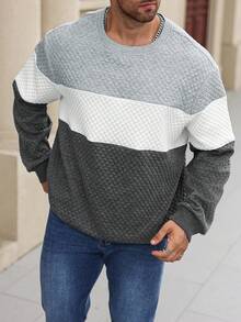 1pc Men's Casual Sports Pullover, Slim Fit, Jacquard Design.. Material Is 100% Polyester, Available In Multiple Colors. Black - Black - View 7