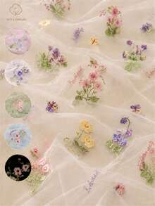 3D Floral Butterfly Embroidered Tulle Fabric, Sheer Soft Mesh With Colorful Flower Embroidery, Lightweight Drapable Net Textile For Wedding Dress, Bridal Veil, Party Tutu Skirt, Backdrop Curtain, DIY Garment Sewing Decor Material - Multicolor - View 4