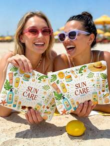 New Sun Protection Theme Large Capacity Lightweight Zippered Makeup Bag, Beach Bag, Fresh Hand-Drawn Sun And Sunscreen Design, Summer Sun Care Storage Gift, Zippered Travel Organizer Bag, Lightweight Fade-Resistant Makeup Toiletry Bag Suitable For Women And Men, Easy-To-Clean Design, Suitable For Mothers, Teachers, Friends, Nurses Makeup Bag, School Vacation Holiday Back-To-School Supplies Toiletry Bag, Essential Travel Makeup Bag - Multicolor - View 9