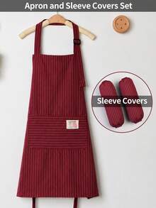 1pc Linen Chef Apron, Striped Pattern, Adjustable Shoulder Straps, Fashionable Double Pockets, Kitchen Essential, Stain-Resistant And Easy To Clean, Suitable For Kitchen Cleaning, Seafood Cooking, Outdoor BBQ, Camping And Picnic - Multicolor - View 20