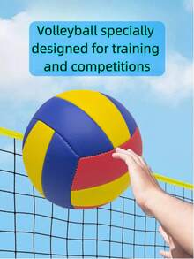 1pc PU Adult Sports Volleyball, Youth Student Training, Beach, Grass, Concrete Ground Red Yellow Blue Multi-Color Volleyball - Multicolor - View 2