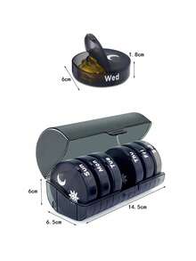7-Day Portable Round Pill Box Set (7 Individual Pill Boxes + 1 Storage Box), Multi-Color Travel Pill Box With Compartments, Convenient For Organizing Morning And Evening Medications, 14-Compartment Black Pill Box Storage Box, Portable Pill Box - View 5