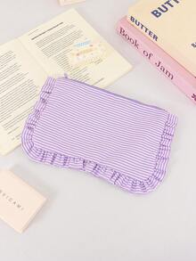Korean Ins Cosmetics Bag Seersucker Striped Makeup Bag Ruffle Decor Make Up Bag Multi Color Zipper Cosmetic Storage Pouch Portable Travel Wash Bag - Multicolor - View 19