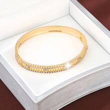 1pc Fashion Geometric Square Design Cubic Zirconia Inlaid Women's Bracelet - Multicolor - View 6