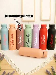 Custom Double-Wall Stainless Steel/Soda Water Bottle, Sports Water Cup, 500ml/17oz Customizable Name Insulated Tumbler, Suitable For School, Holiday And Birthday Gifts, Personalized Gift, Perfect For Outdoor Camping And Bridesmaid Gifts - Multicolor - View 2