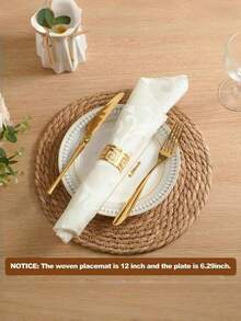 Set 6 Alas Meja Anyaman, Alas Meja Anyaman Rotan Bulat, Alas Meja Anyaman Tahan Panas dan Anti Selip, Dekorasi Meja Rustic Buatan Tangan, Cocok untuk Dapur Rumah, Restoran, Pesta, Pernikahan, Penggunaan Dalam dan Luar Ruangan, Alas Meja Anyaman, Alas Meja Makan Alami, Alas Meja Tahan Panas, Alas Meja Boho - MultiWarna - View 4