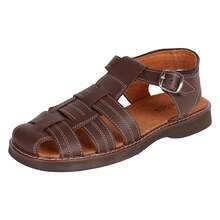 Fratello Shoe Store Fratello Sandalia Casual de Piel Color Café para Hombre 0500, Cierre con Hebilla, Suela Antideslizante, 3 cm de Alto, Costuras Contrastantes, Tallas 5.5 al 9. - Café integral - Ver 7