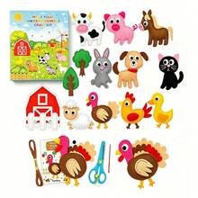 Juego de costura de animales de granja de 13 piezas, kit de costura para principiantes, juego de costura y manualidades DIY, kit de herramientas de arte y manualidades, juego educativo divertido, animales de fieltro hechos a mano - paquete de 13 piezas - Ver 7