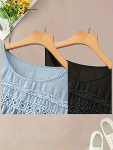 Chaleco de Moda a la Moda en Diferentes Tallas - Azul claro + negro - Ver 3